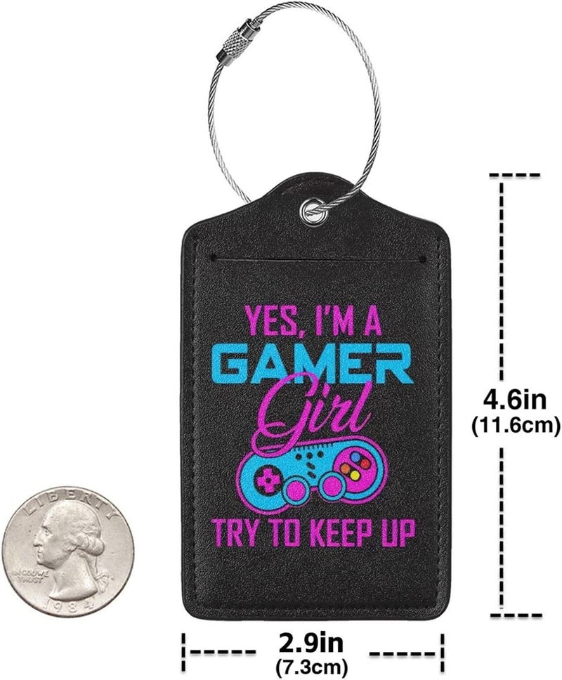GACCAP 2 Pack Luggage Tags for Suitcase, Privacy Cover ID Label with Stainless Steel and Address Card for Travel Bag Backpack Cruise Ship Essentials Tag Girls Teens - I'm a Gamer Girl - Image 4